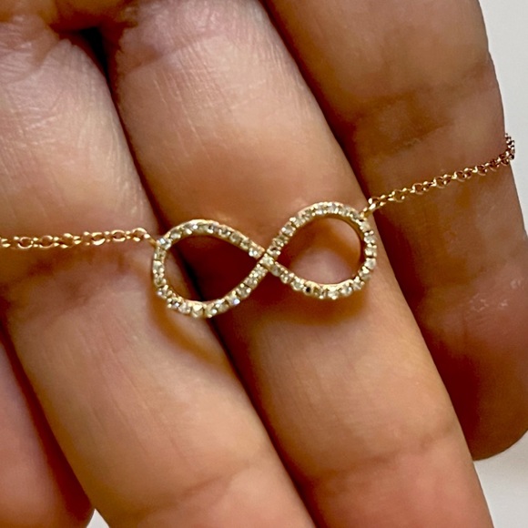14K ROSE GOLD INFINITY PAVÉ NECKLACE - Picture 5 of 15